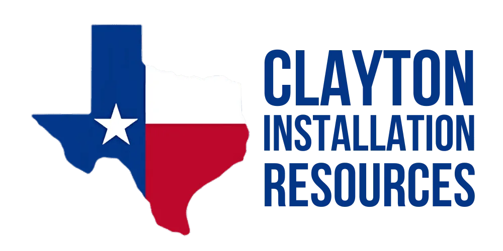 clayton installation resources logo which features the shape of Texas with the texas flag within it